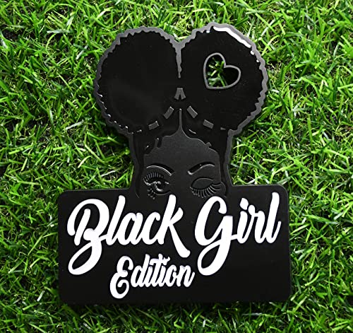 Image of Custom Black Girl Edition Car Badge Emblem Decals - Compatible Vehicles, Doors, Body, Fenders, Trunk - Stylish Dynamic Look (White)