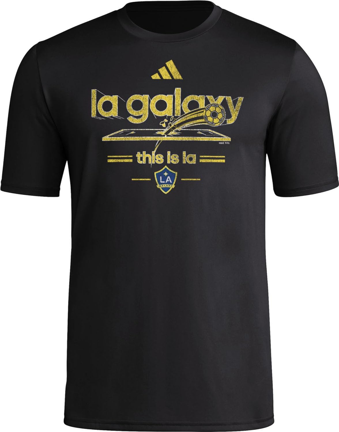 Adidas Mens Los Angeles Galaxy Vintage World Pre-Game Short Sleeve T-Shirt