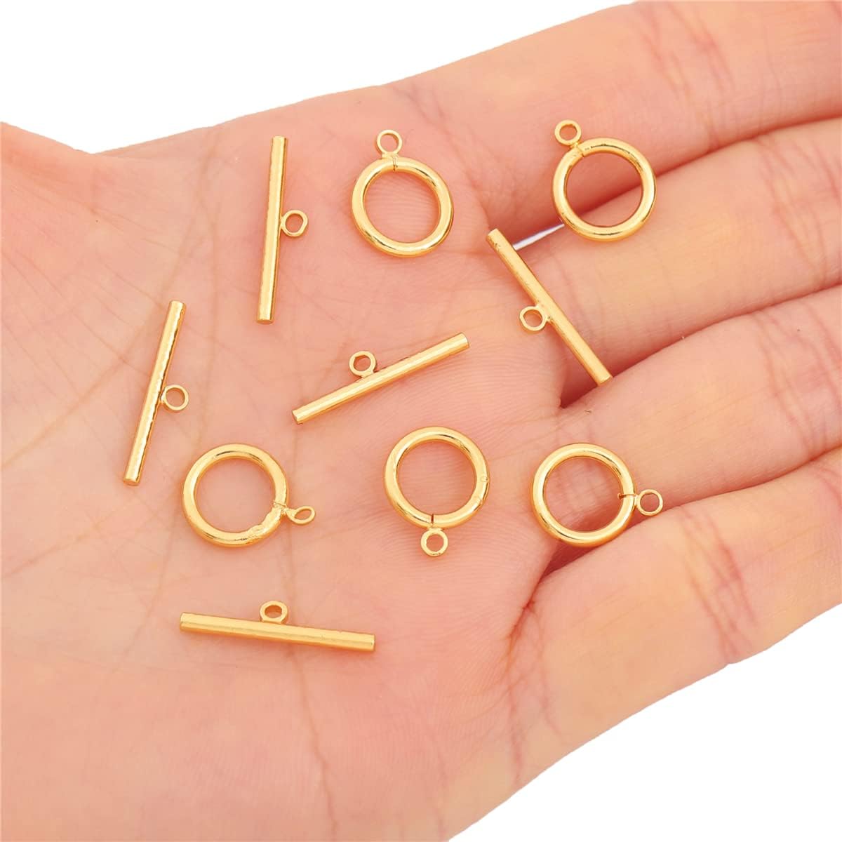 BEADIA 18K Gold Plated OT Toggle Clasps Non Tarnish 10x17mm 12 Pairs for Jewelry Making Findings