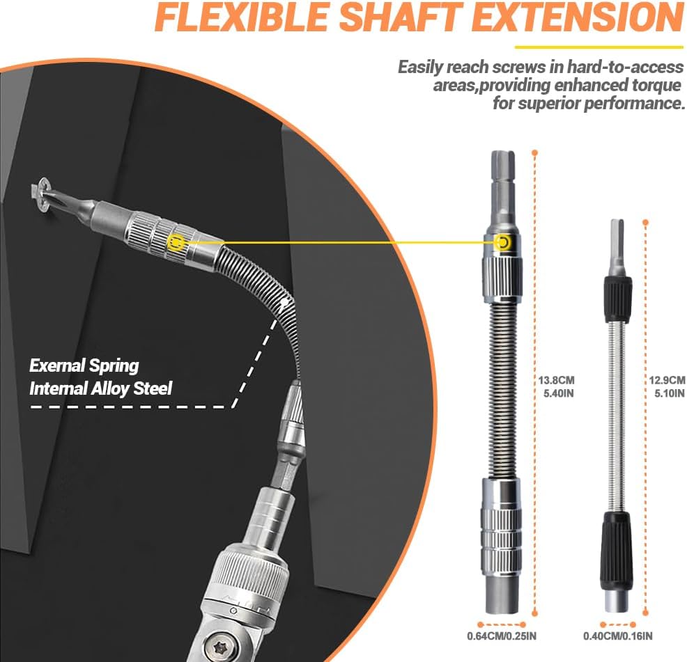 Precision Ratcheting Screwdriver Set, 68 in 1 Socket Set & Magnetic Screwdriver Bit Set with Rotatable Ratchet Handles and Extensions Bar for Phone/Computer/Bike/Car/Electronics Maintenance (Orange)
