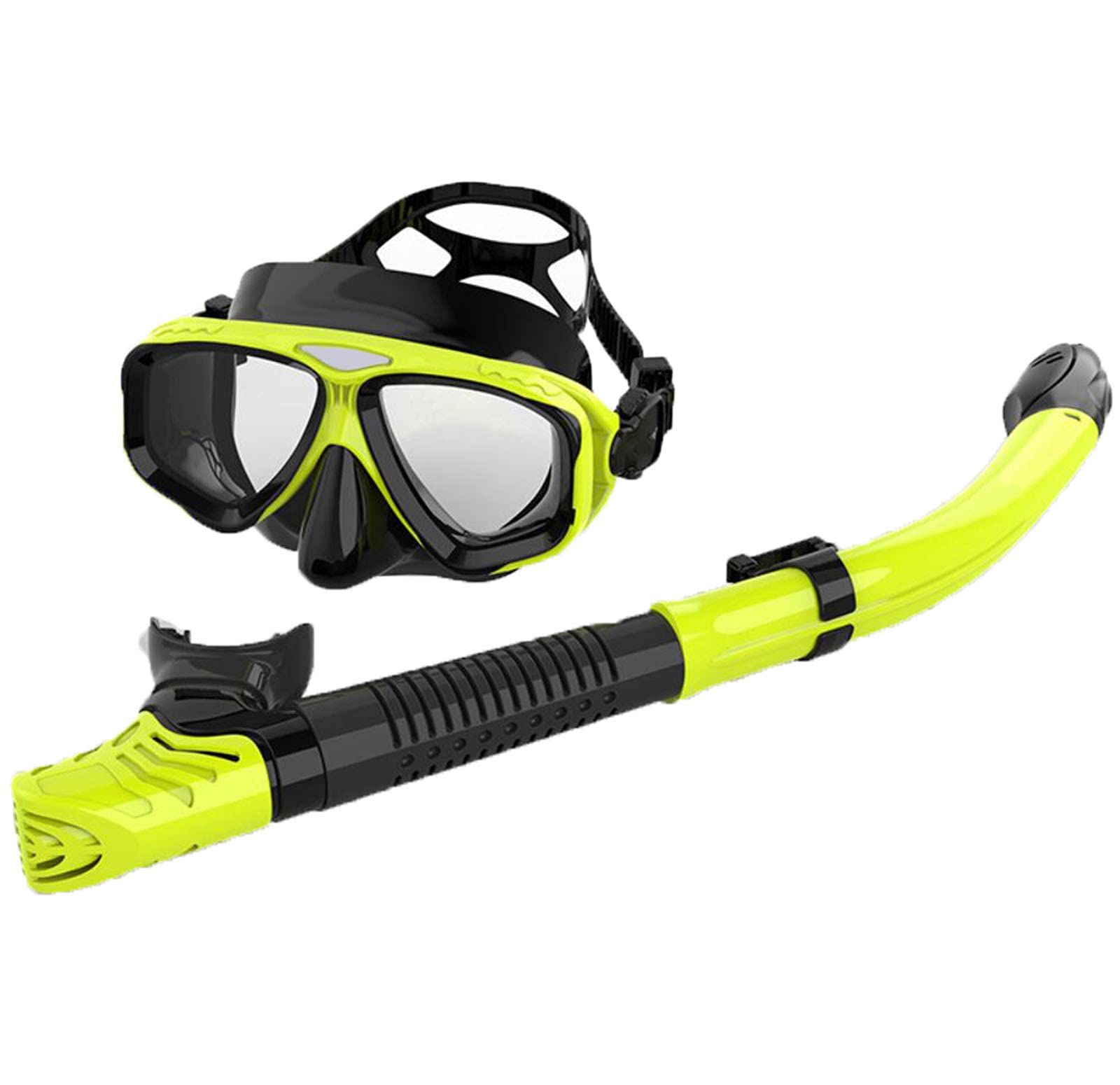 Máscara De Buceo, Gafas De Buceo con Esnórquel, Gafas De Buceo Libre De Vidrio Templado - Kit De Esnórquel Seco con Boquilla Cómoda, Color Verde