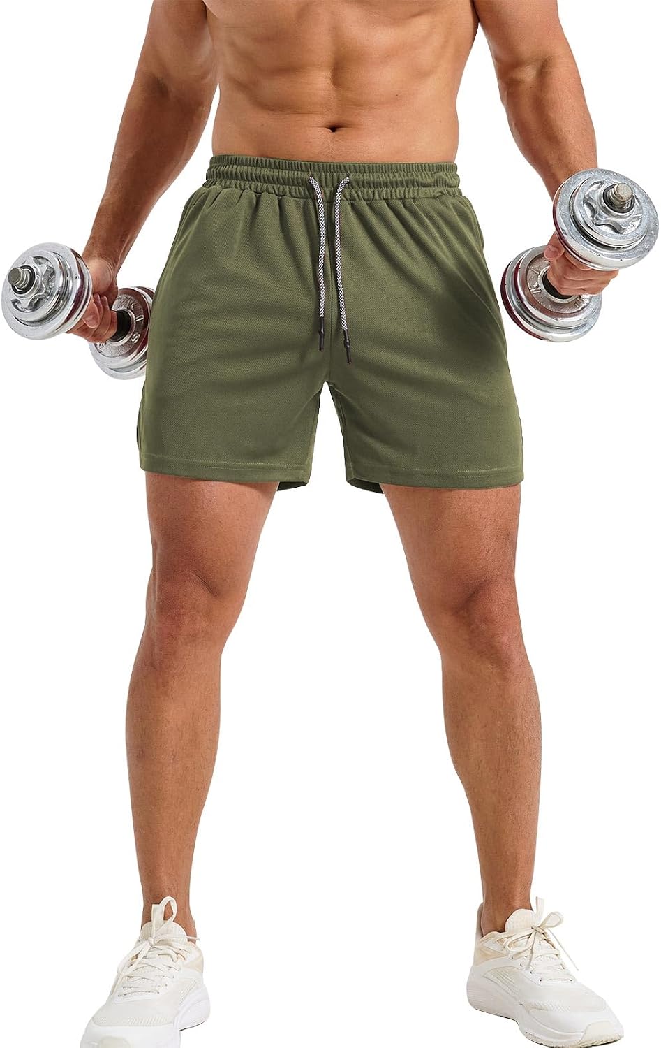 Surenow Mens Athletic Shorts Running Shorts Elastic Waist Quick Dry Activewear Workout Shorts for Men with Pockets
