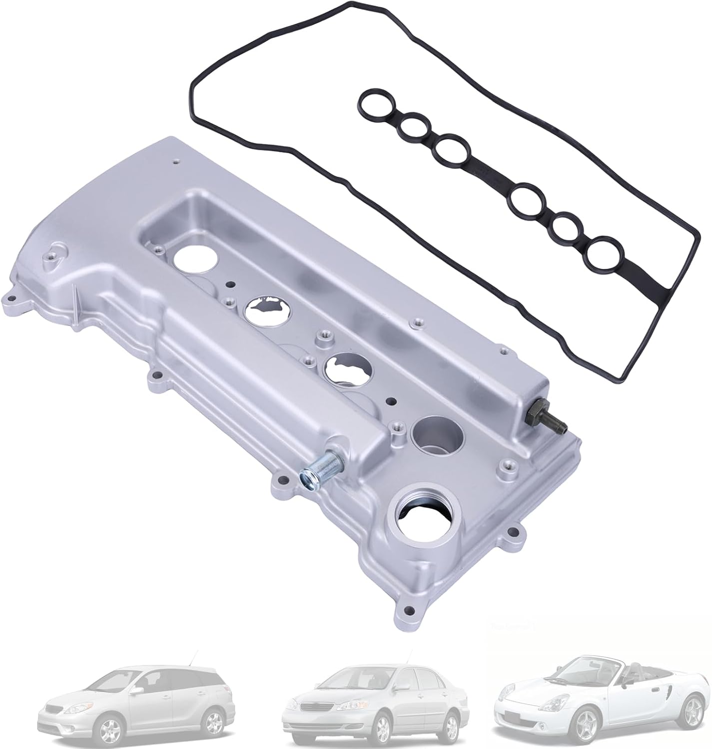 Aluminum Engine Valve Cover with Gasket Compatible for Toyota MR2 Spyder 1.8L 2000-2005, Corolla 1.8L 2000-2006, Celica 1.8L 2000-2005, Matrix 1.8L 2003-2008 Valve Cover Replaces# 1120122060
