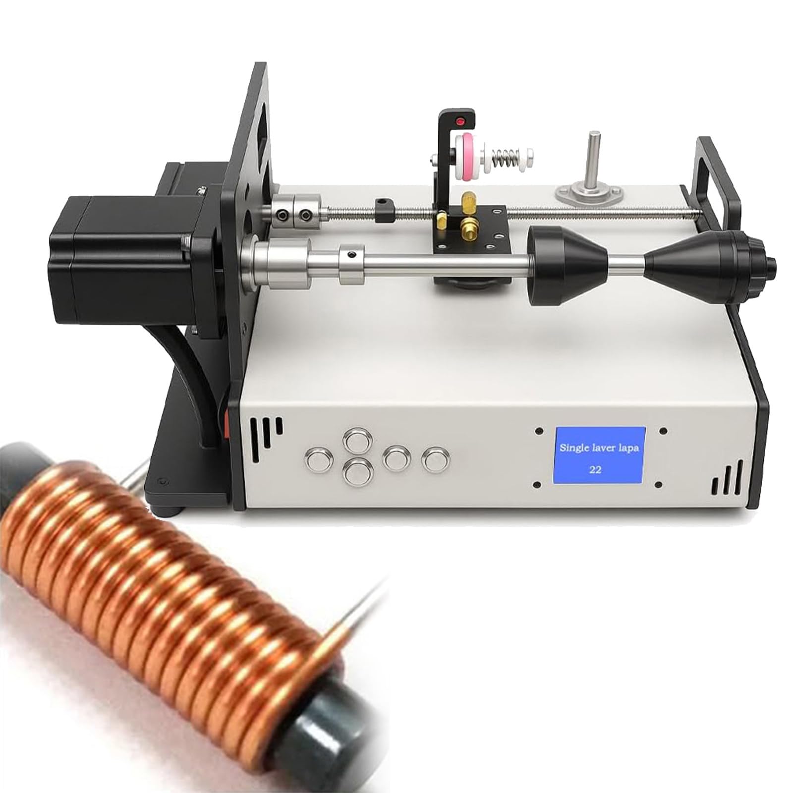 Enrollador de Hilo de Pesca en Bobina, máquina enrolladora de Hilo de Pesca Ajustable de 120 a 900 RPM con alineación de Alambre de ±0,01 mm, Interfaz LCD intuitiva