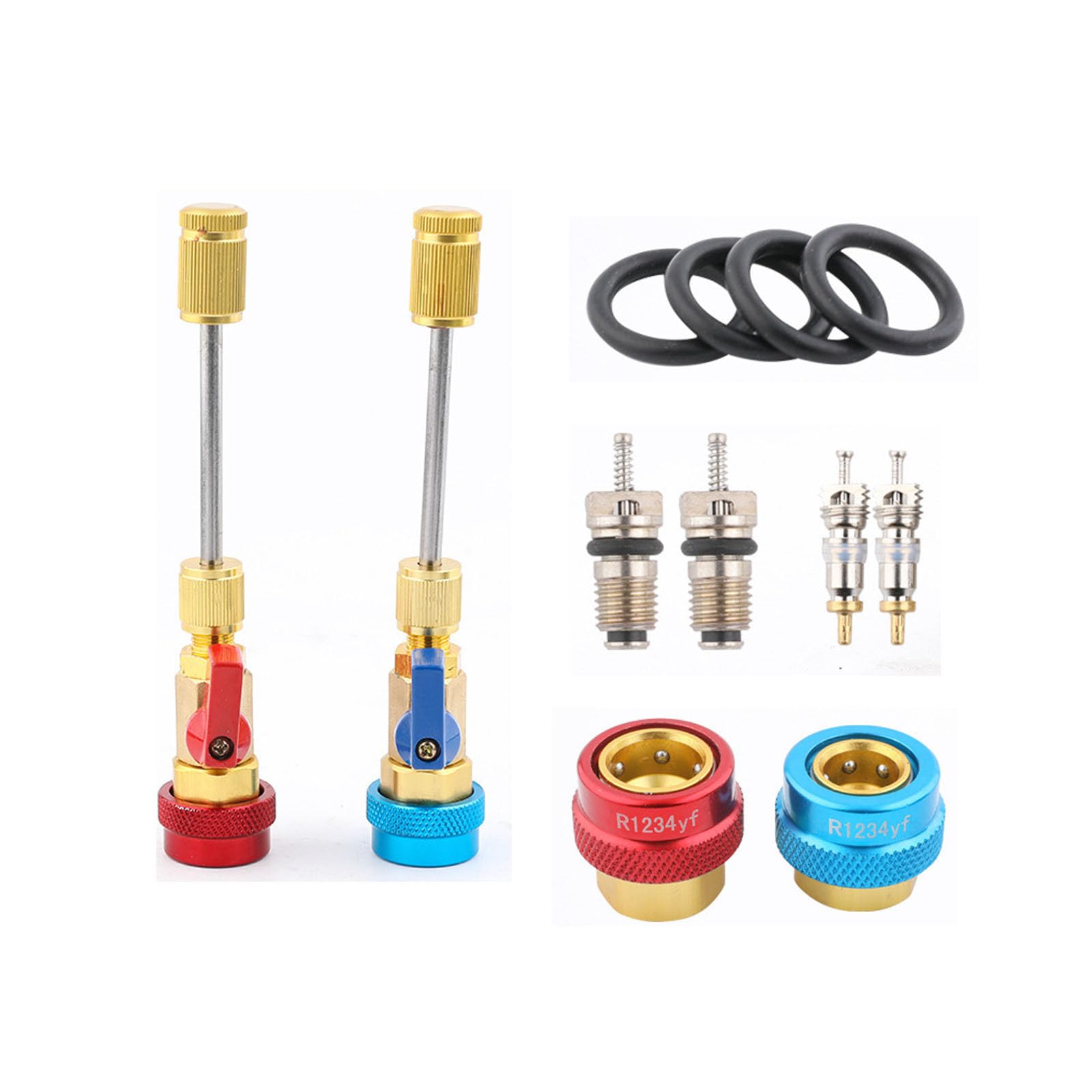 Ovelle Autoventil-Ventilausdreher-Ventileinsatz Auto-ventil schraubendreher-R134A-Ventilkern-Schnellentferner-Installationswerkzeug-Set,12-teiliges Ventilkernentfernungswerkzeug
