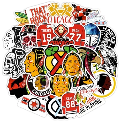 23 PCS Chicago American Hockey Blackhawks Stickers for Water Bottle, Laptop, Bicycle, Computer, Motorcycle, Travel Case, Car Decal Decoration Sticker 2-2.5 inches, Durable Waterproof Vinyl Decals