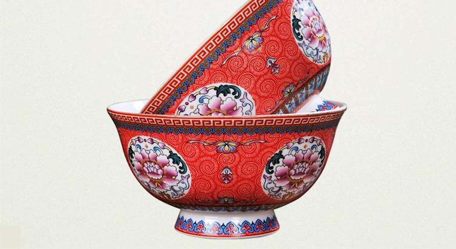 miska ceramiczna, Chińska starożytna porcelanowa miska do ryżu w stylu pałacowym, 15