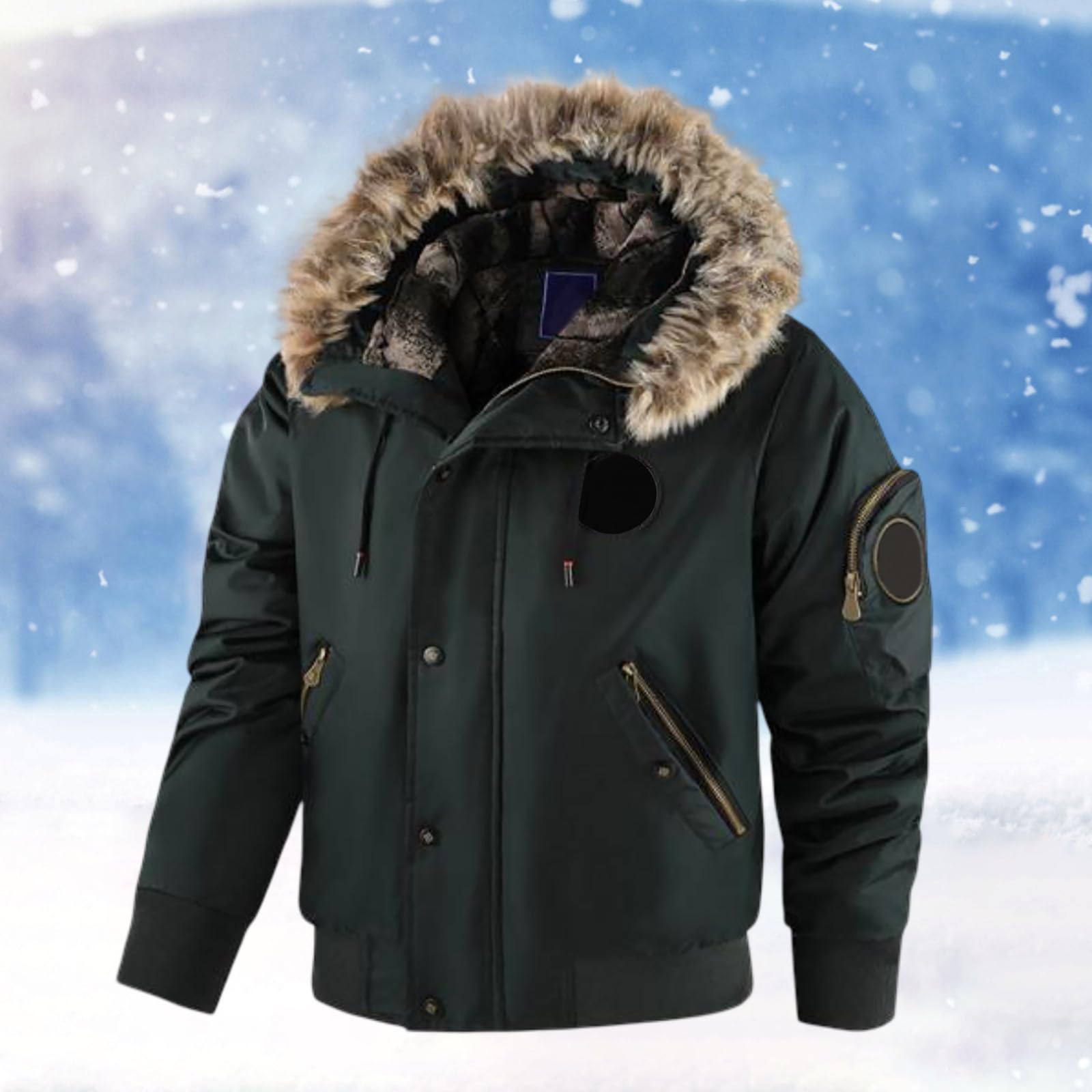 Plumifero Hombre,Chaqueta holgada con capucha y forro polar grueso de invierno para hombre estilo informal cálida y para exteriores