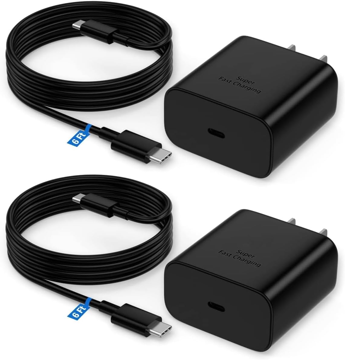 45W Super Fast Charger USB C 2 Pack with 6ft Cable Compatible with Samsung Galaxy S24 Ultra Charger S23 Ultra/S24/S23/S23+/S22/S22+/S21/S20,Z Fold 5 4/Z Flip 5 4,Type C Wall Charger+1