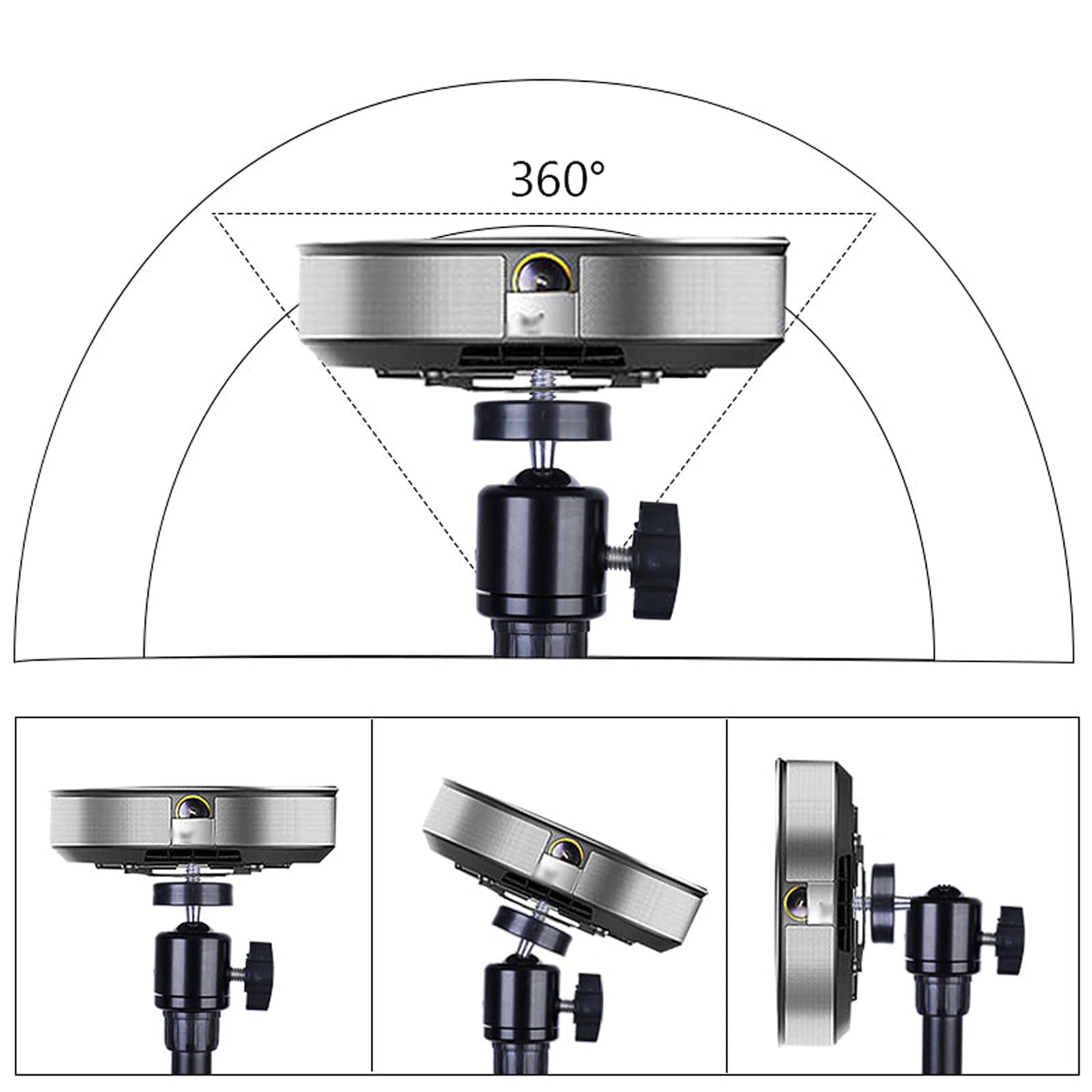 Trípode para Proyector PROYECTOR Mount Tripod PROYECTOR Stop Stop Holder 360 ° Cabeza de Bola giratoria con Altura de 29 a 57 Pulgadas Cargar 4.4 Libras Puesto de DJ