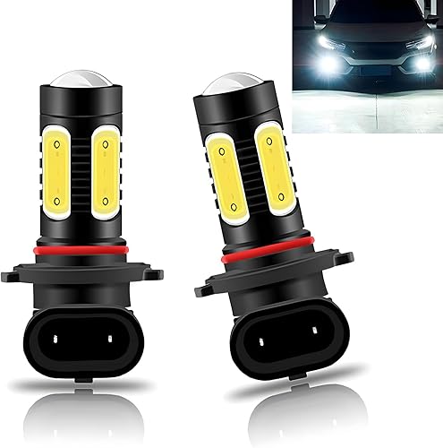 Miniatura 1 de Yumfugu Pack-2 - Bombillas LED 9006 para automóvil, lámpara COB de alto brillo, 6000 K, repuesto impermeable, Plug and Play, lámpara antiniebla