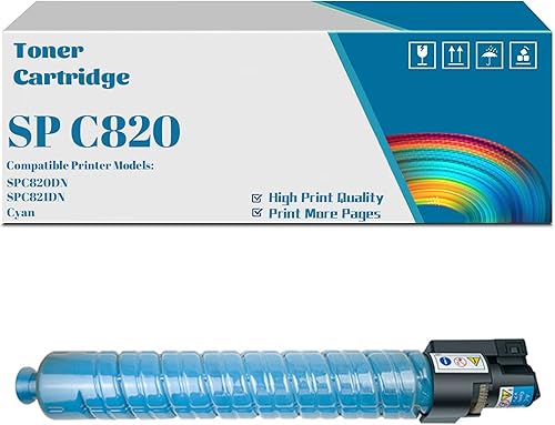 SPC820 SPC821 - Cartucho de tóner compatible con Ricoh 821026 821027 821028 821029 SP C821DN SP C820DN Impresora de alto rendimiento (cian) disponible en Yaxa Peru