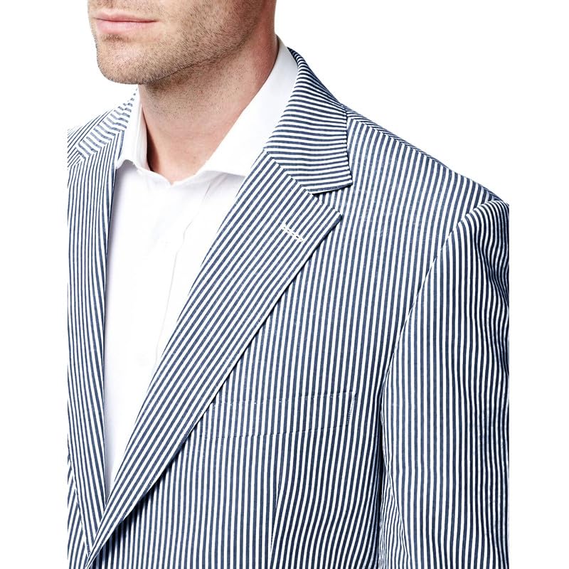 Men Sear Sucker Summer Suit 2 Pieces Lightweight Grooms Blazer Suit Set for Beach Wedding Mens Leisure Party Jacket Pants Set4