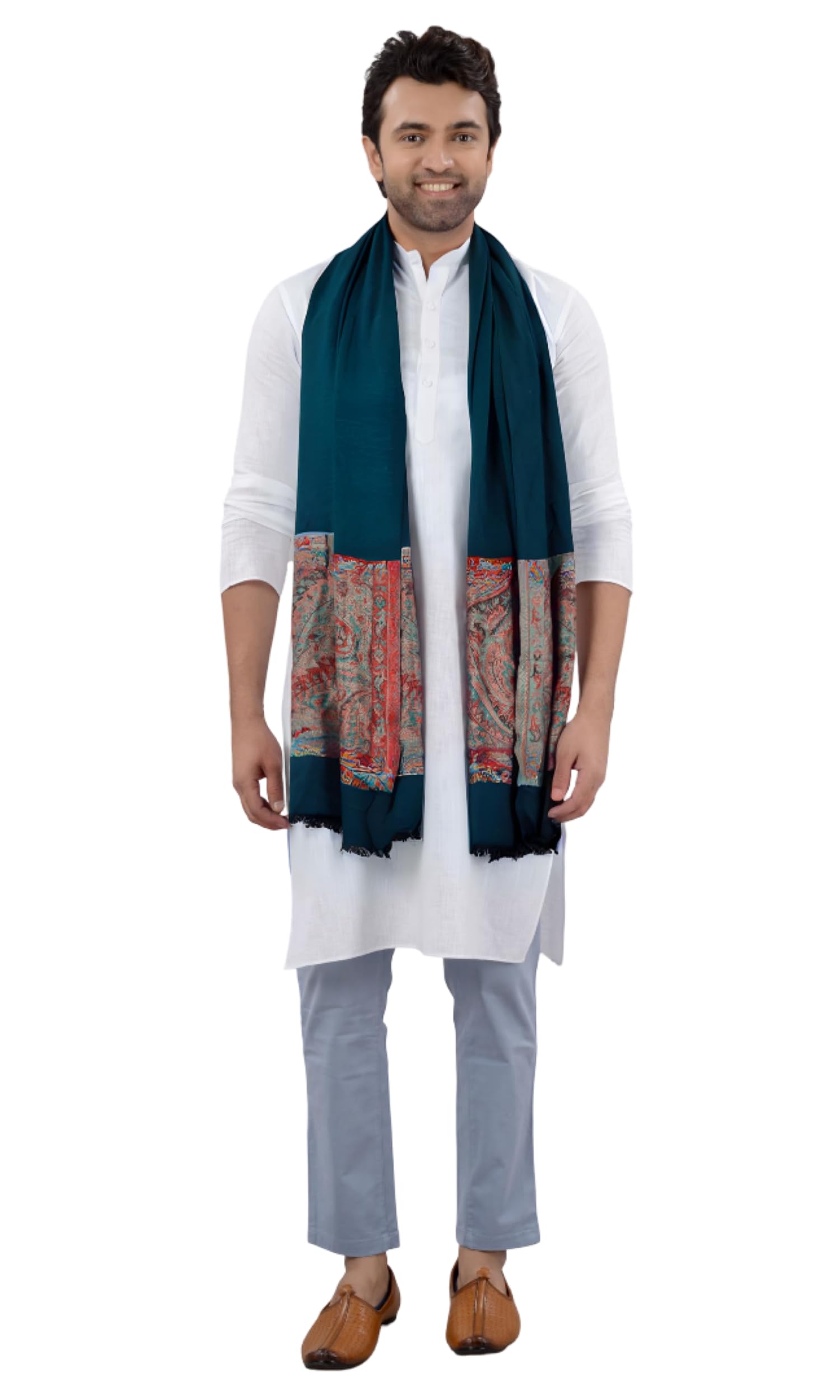 Paisley Print Men's Shawl | Jacquard Paisley Design | Reversible | Timeless Elegance and Comfort | Classic Color-image-27
