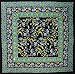 India Arts French Floral Square Cotton Tablecloth 60" x 60" Blue on Black