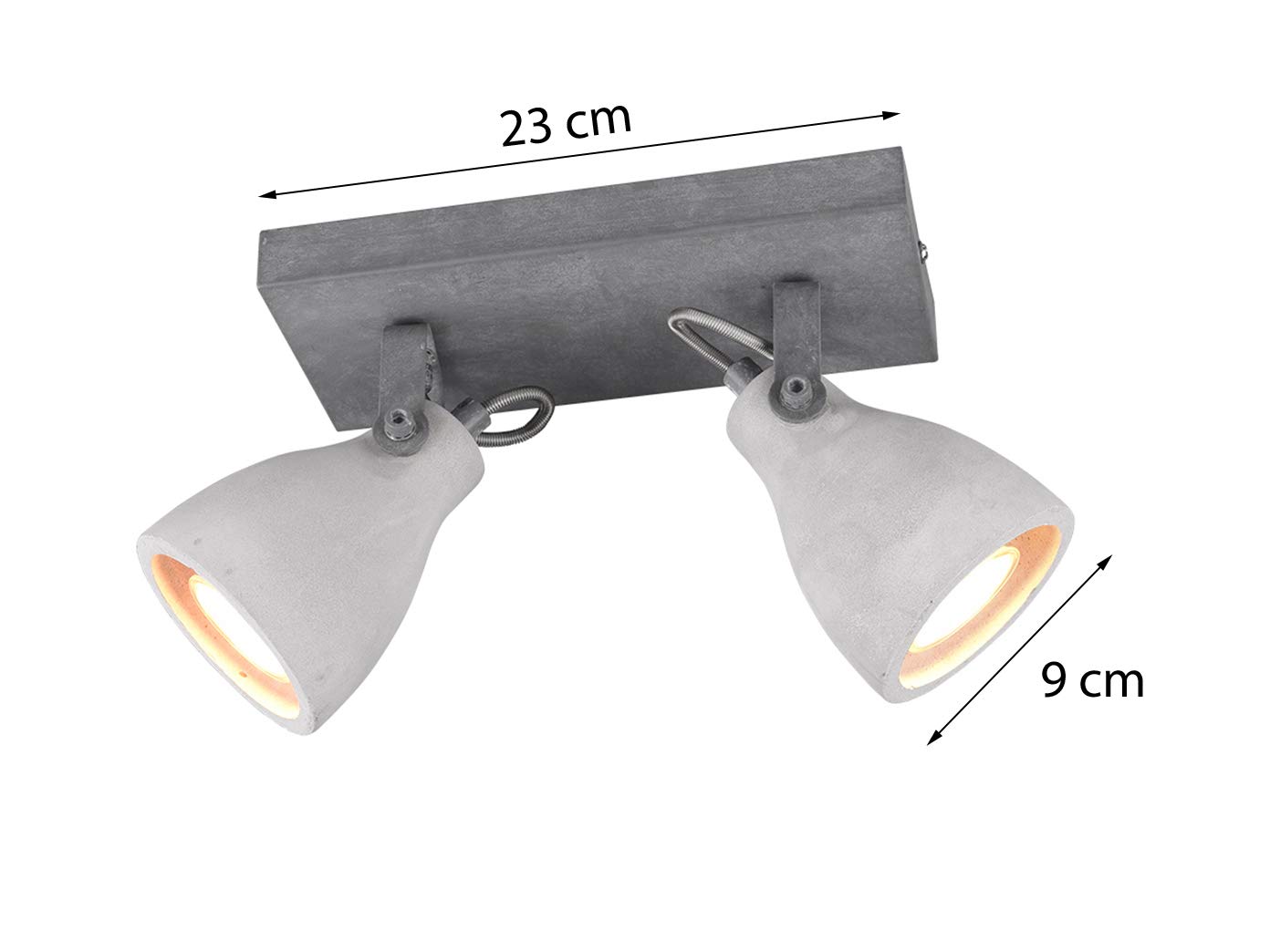 TRIO, Spot, Concrete 2xGU10, max.42,0 W Beton, Couleur beton, Corps: metal, Couleur beton L:23,0cm, L:10,0cm, H:18,0cm IP20