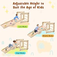 Vista 5 de INFANS Juguetes de escalada 12 en 1 para niños pequeños, juego de escalada triangular plegable Montessori de madera con rampa reversible, escalera