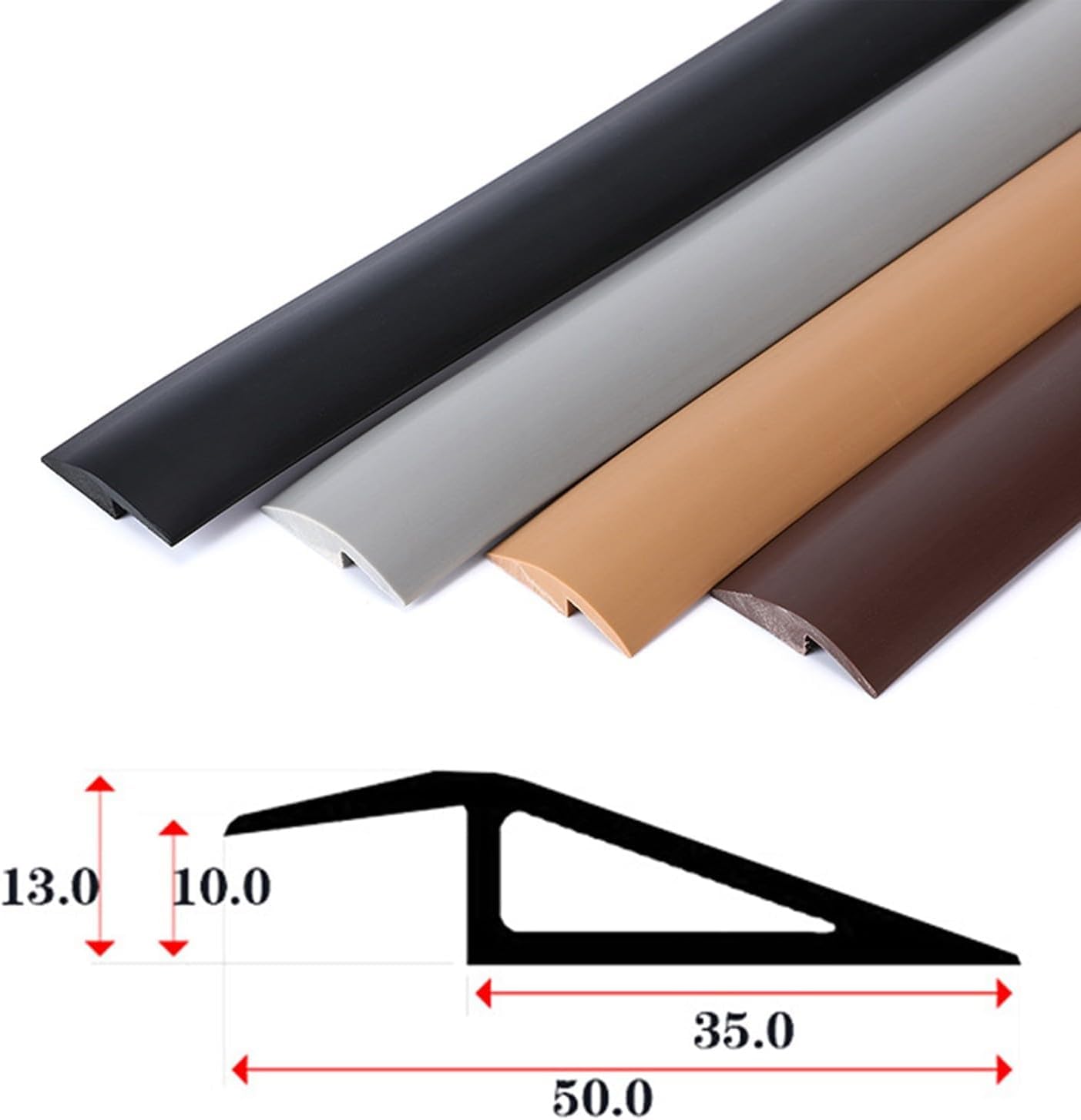 Bande de seuil de porte autocollante en caoutchouc (1 m-10 m) – Pinces pour pentes de 5 à 10 mm de hauteur – Solution durable de transition de tapis