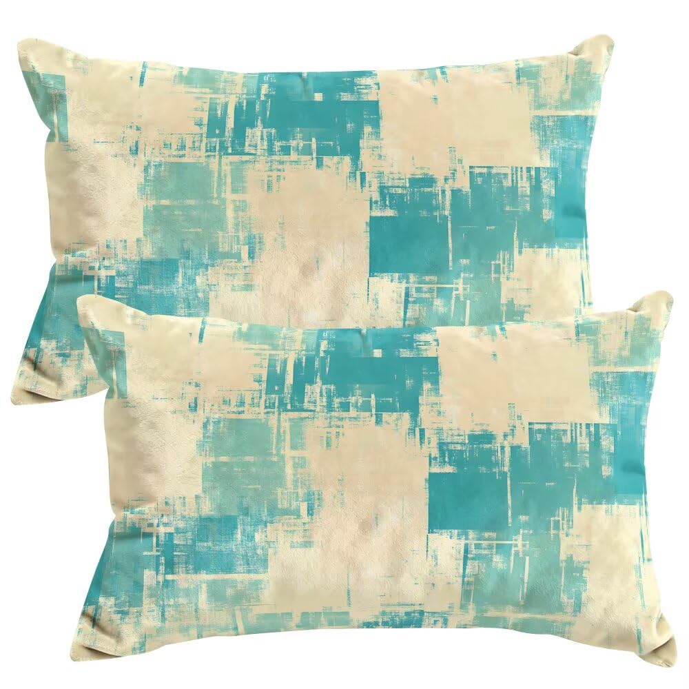 Set of 2 Velvet Cushion Covers 40x70 cm Green Cushions Covers Decorative Throw Pillow Case Retro Sofa Pillows 16x28 Inch Rectangle Cushion Cover with Invisible Zipper for Livingroom Bedroom -SC505