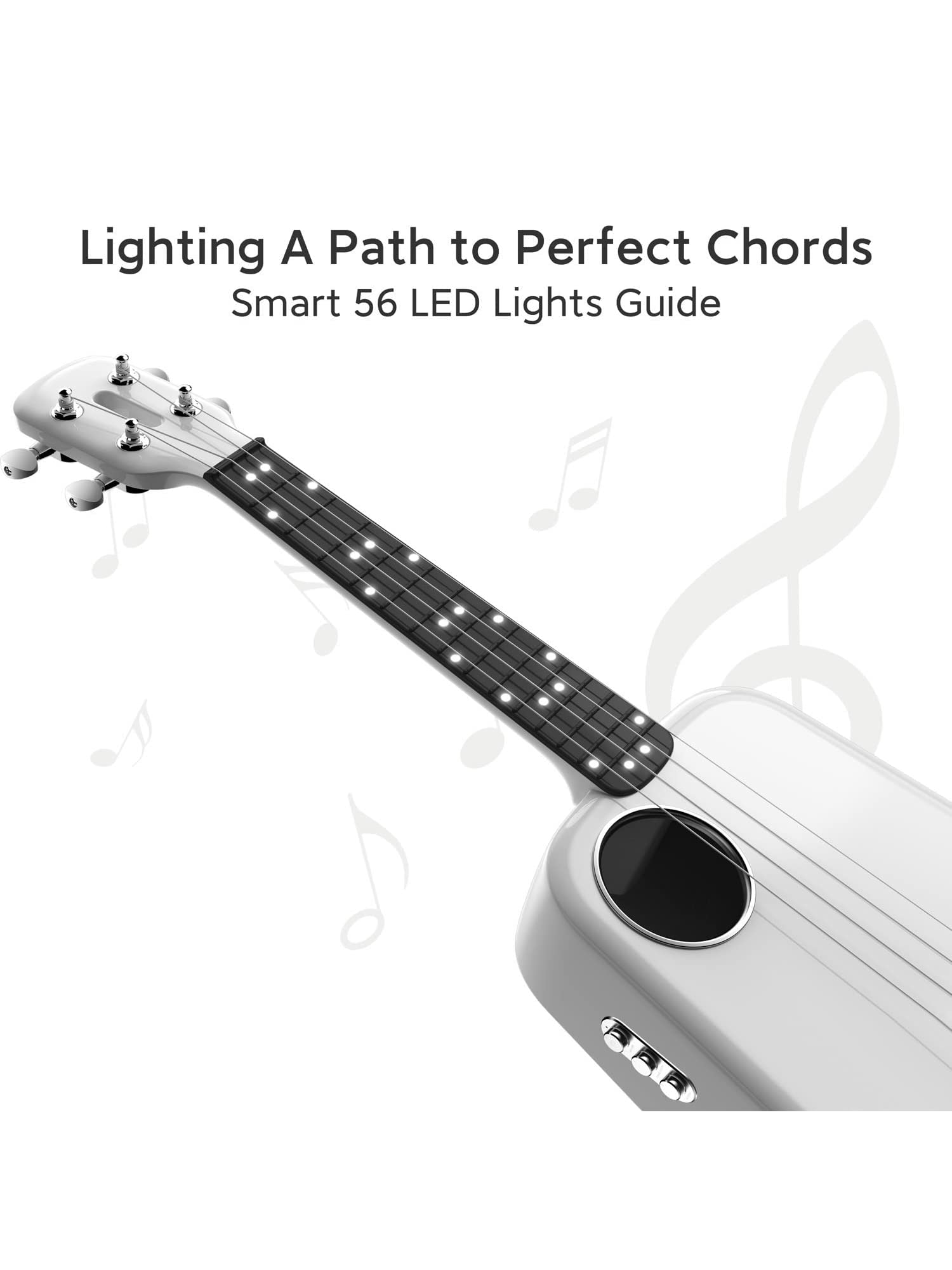 Ukelele de fibra de carbono, ukelele de viaje inteligente de 23 pulgadas con USB, efectos y luz LED, perfecto para principiantes, conciertos y entusiastas de la música