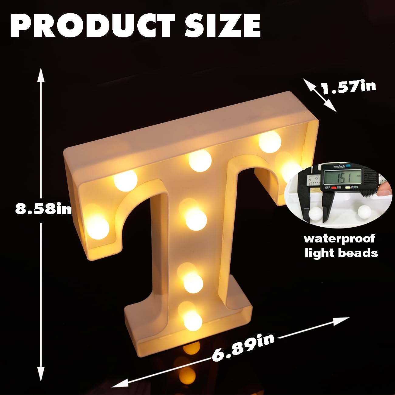 Small Led Marquee Letters, Light Up Letters, 8.58 Inch Led Letter Lights, Battery Powered Lighted Sign for Table, Party, Birthday, Christmas Decor (Letter T)