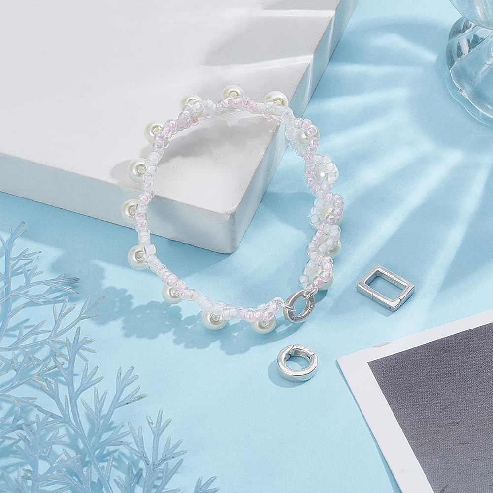 SUNNYCLUE 1 Box 3 Stile 925 Sterlingsilber Federverschlüsse Ovaler Schmuckverschluss 10mm Klein S925 weiße Verbindungsverschlüsse Metallverkürzer Karabinerverschlüsse Für Halsketten DIY Armbänder Zub