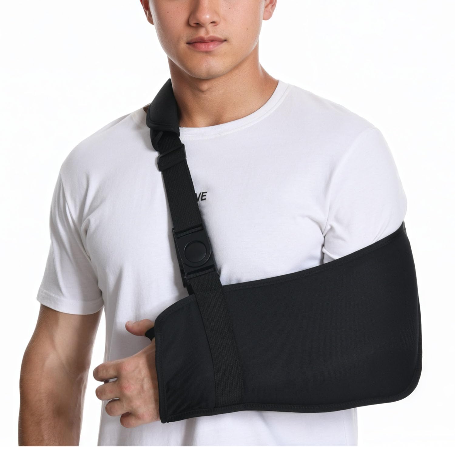 Ledhlth Breathable Arm Sling for Shoulder Elbow Waist Injury, Medical Shoulder Immobilizer with Removable Padded Strap, Arm Support Sling for Men Women, Soft Brace for Torn Rotator Cuff, Black