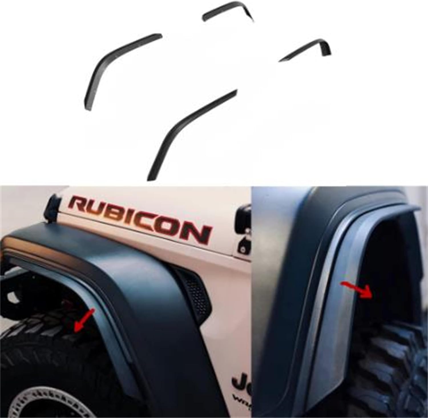 SXMA JL1280 Fender Protector 1 Set ABS Original Fender Widening Trim 4pcs Mud Guards Extension Strip Compatible with Je ep W Rangler JL Gladiator Unlimited Sports 2018+