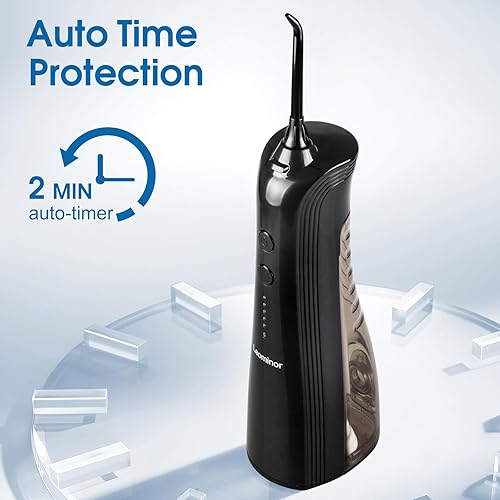 Miniatura 7 de Leominor Flosser dental de agua para dientes  5 modos inalámbrico portátil limpiador de dientes de agua IPX7 impermeable irrigador oral recargable,