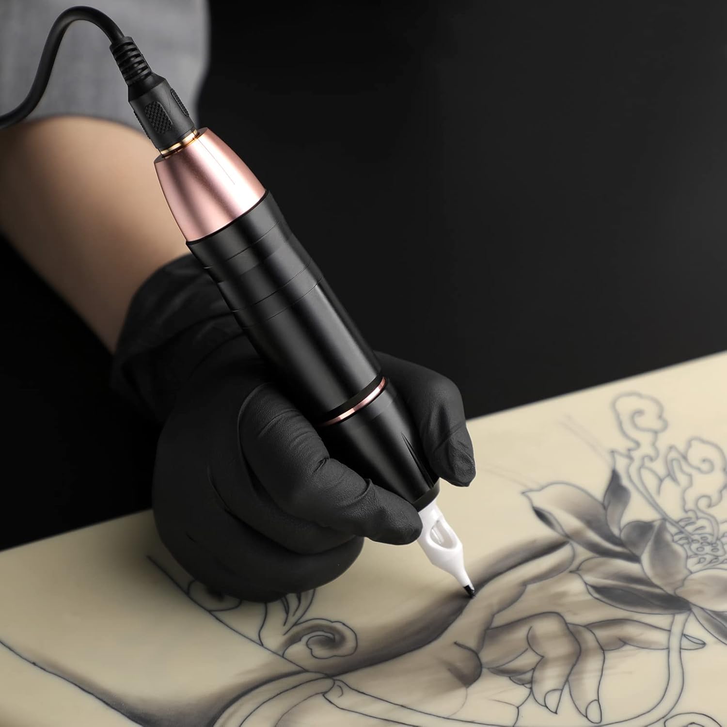 Tattoo Gun,Solong Anti-fatigue Mode Power Supply Professional Tattoo Kits with 5pcs Tattoo Table Covers Clean Pads Rotary Tattoo Machine Starter Kit with 20pcs Tattoo Cartridge Needles