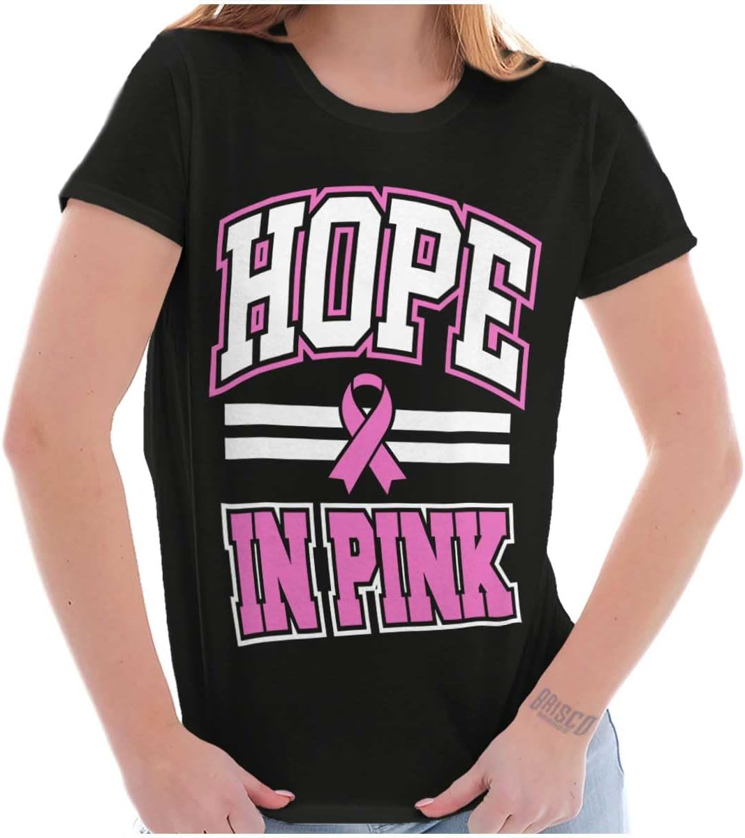 Breast Cancer Hope in Pink Ribbon Womens Slim Fit Graphic Tee