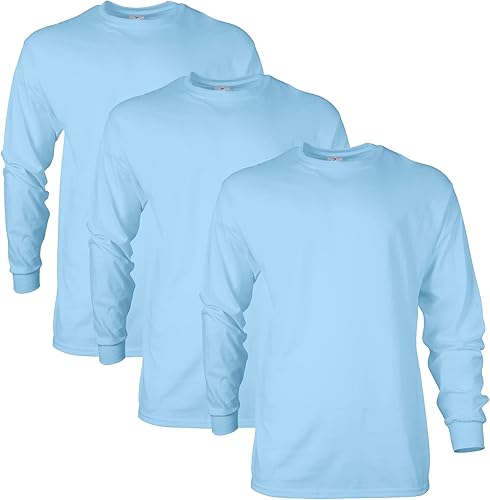 Gildan Ultra Cotton Long Sleeve T-Shirt, Style G2400, Multipack Camiseta, Azul C