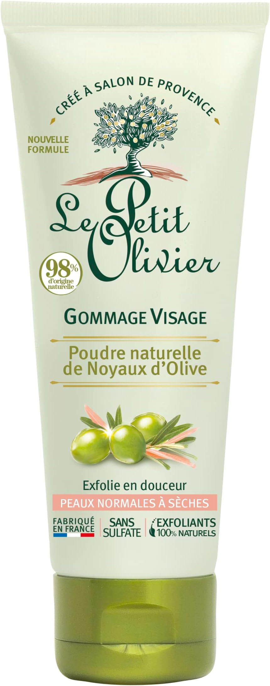 Le Petit OlivierFacial Scrub for Normal to Dry Skin - Olive Pit Powder for Women 2.5 oz