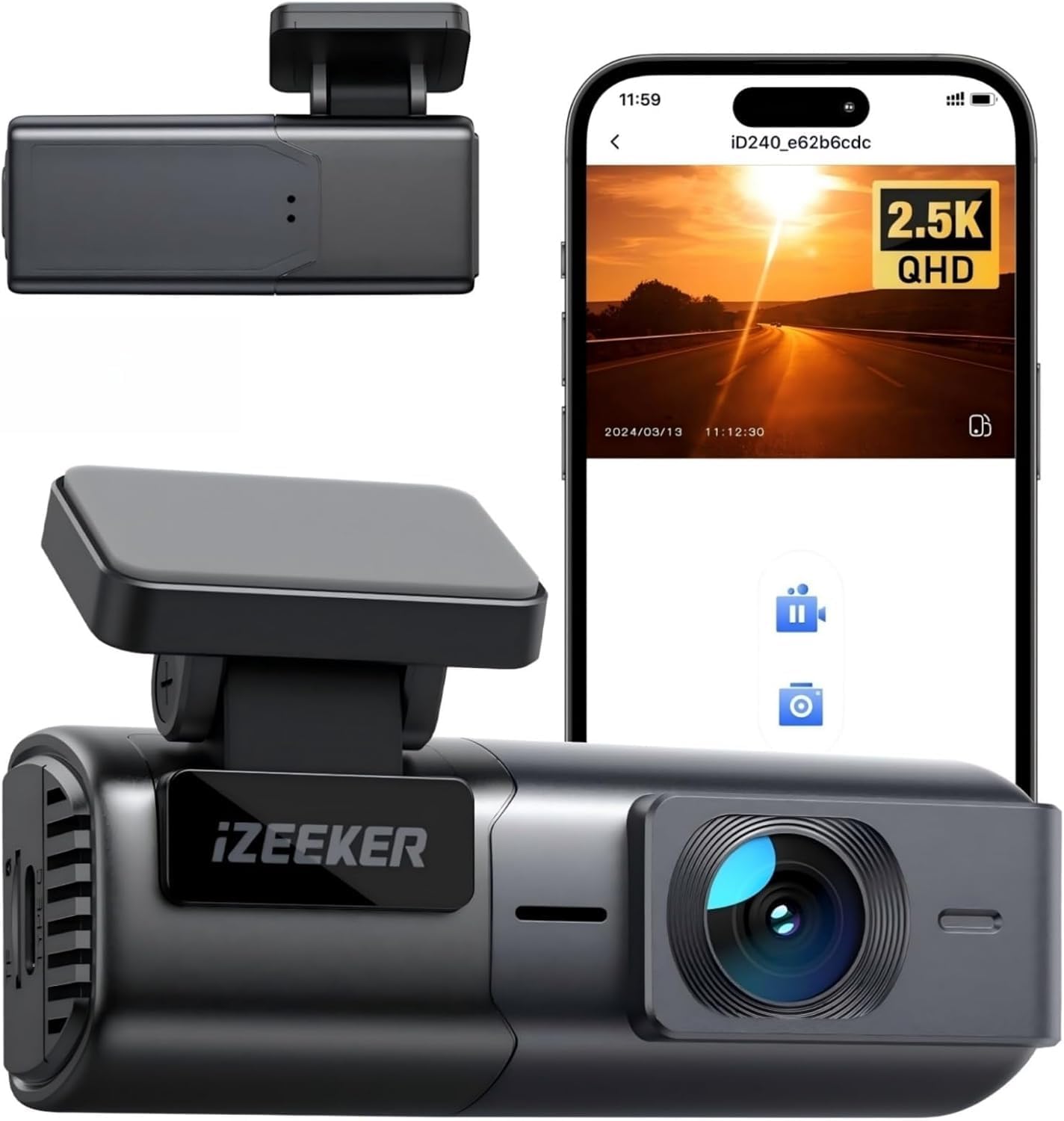 iZEEKER Dash Cam Front 1080P with Hidden Design, Mini Car Camera Video Recorder with 170° Wide Angle, Dashcam for Cars with Night Vision, WDR, Parking Monitor and G-sensor (No SD Card)