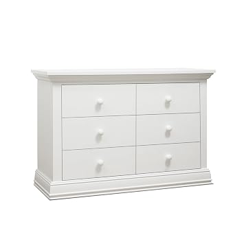 Sorelle Furniture Modesto Baby Double Dresser Nursery Storage with Drawers, Kids Bedroom and Childs Room, Furniture for Infant - White