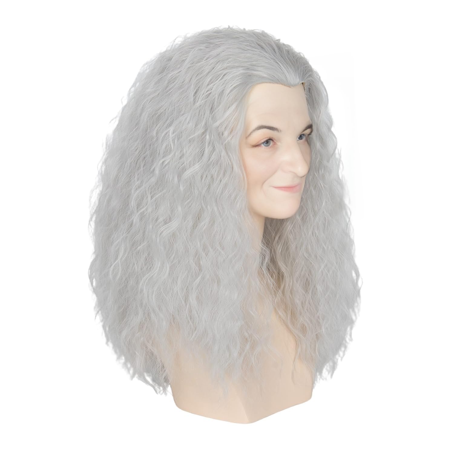 PORSMEER Movie Film Role Cosplay Witch Wig Grandma Old Lady Wig Grayish-white Sorceress Long Curly Fluffy Silver Grey for Halloween Costume Party - Image 2