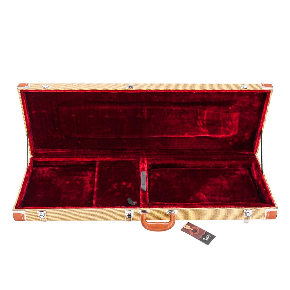 Yellow Electric Guitar Bags Cases, Electric Guitars Square PU Hard Case Hard-Shell Protective Carrying Case, Electric Guitars Hard-Shell Protective Carrying Case Fits ST TL Burning fire 170 - Yellow