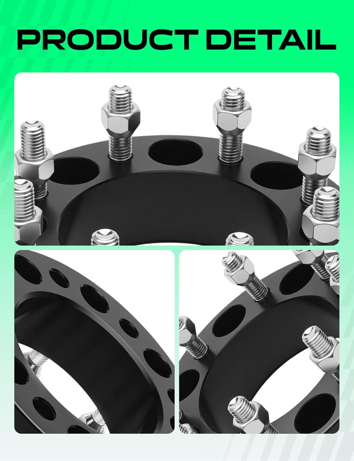 YHTAUTO 8x170mm Wheel Spacers 2 Inch Fits Ford F-250 Super Duty 1999 2000 2001 2002, Excursion 2000 2001 2002 Tire Spacers w/ M14x2 & 12.9 Grade Studs, 125mm Center Bore 8 Lug 4PCS Black