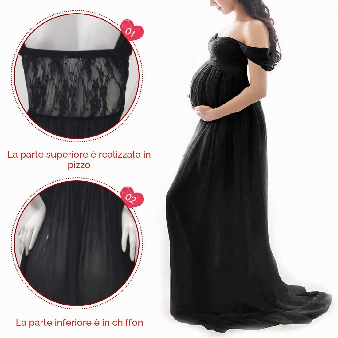 FEOYA-Abiti Maternity Servizio Fotografico Puntelli Donna Gravidanza Abito Scoperte Fotografia Abiti da Sposa Abito Senza Spalline Abito da Sera