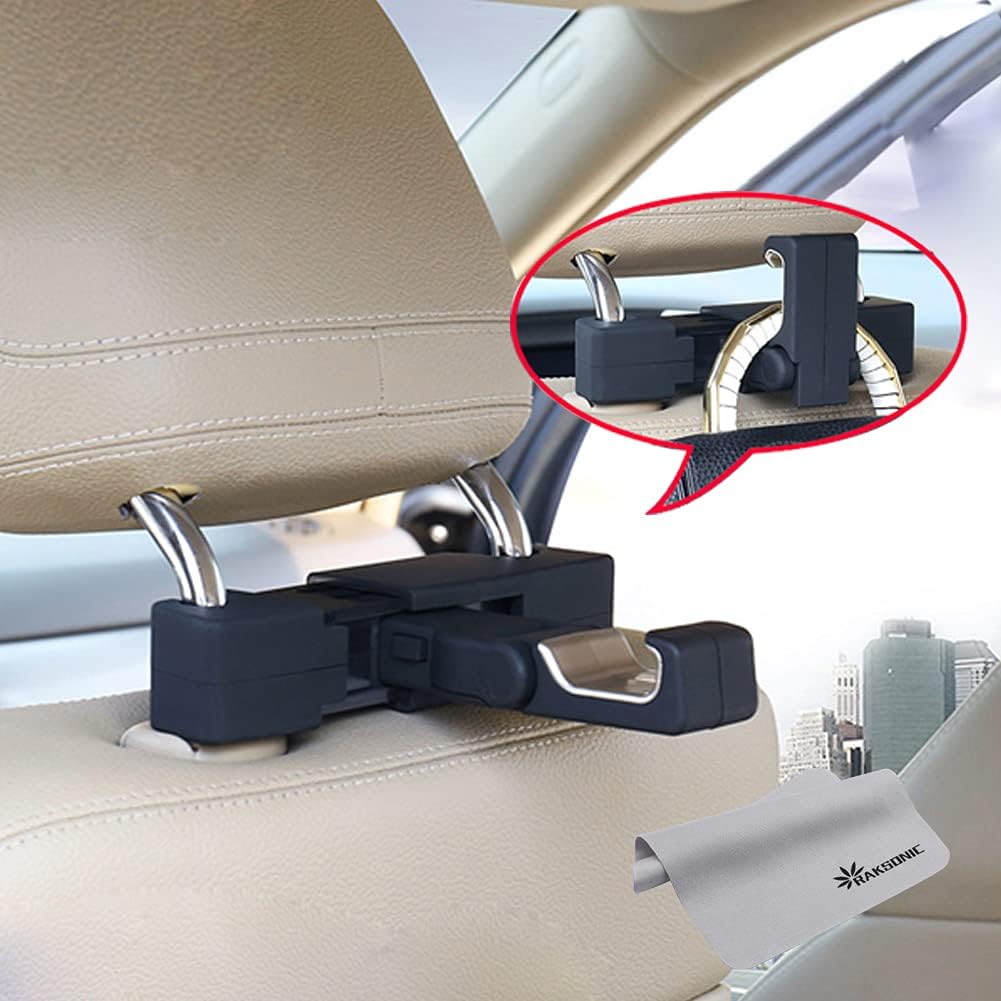 Amazon Raksonic 最新版 車シートフック 車用収納フック 荷物フック Abs メタル 超強力 耐荷重kg後部座席用 折り畳み式フック 買い物袋の荷崩れ防止 荷物掛け カー用品 ポケット ケース カバー 車 バイク