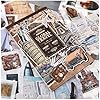 Diuhofart Livro de adesivos de scrapbook de viagem de 50 folhas para álbuns, mais de 300 adesivos Washi com 20 papéis de scrapbook A5 para diário, suprimentos de jornal de lixo, colagem, bujo