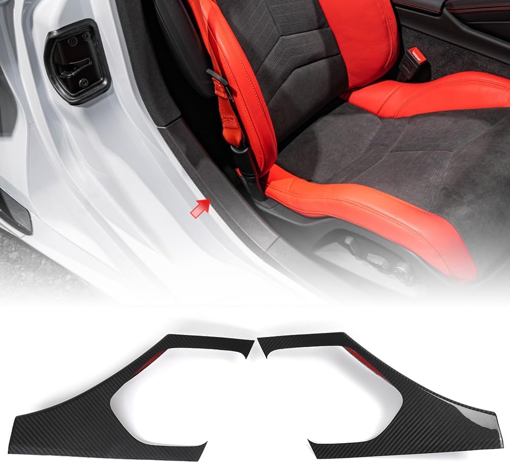 Genuine Carbon Door Sill Plate Trim for Corvette C8 Z51 Z06 ZR1 E-ray Stingray Coupe HTC 2020 2021 2022 2023 2024,Door Entry Protector Decoration