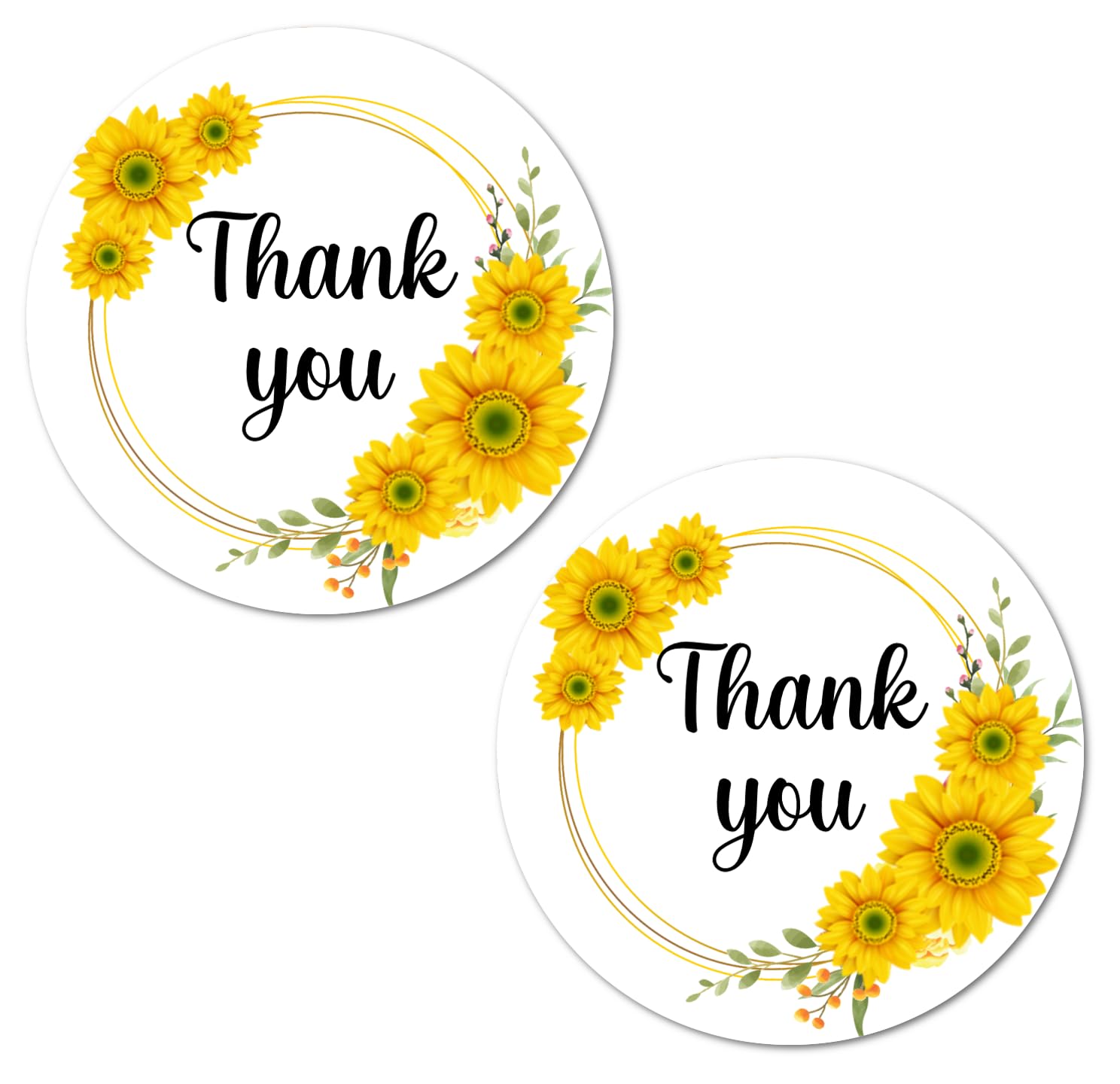 40 Sunflower Thank You Stickers, 2 Inch Big Round Glossy Labels, Great for Weddings, Bridal Shower, Engagement Party, Party Favors Décor, Tags,