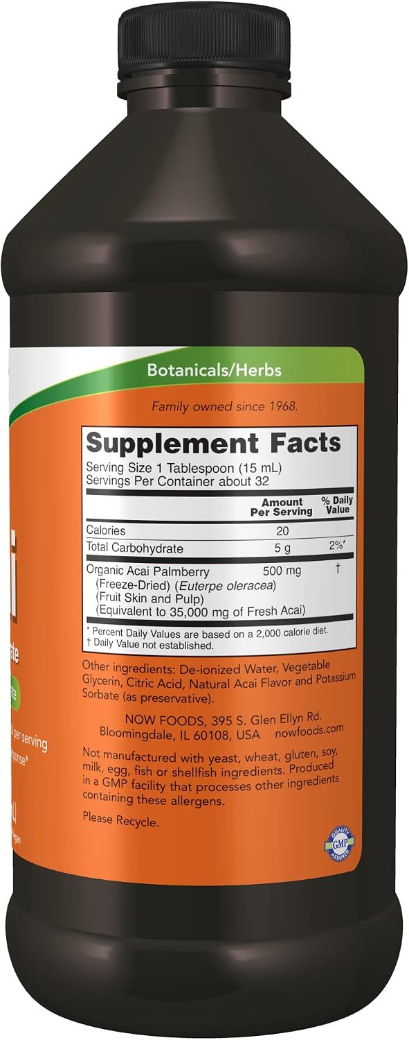NOW Supplements, Acai Liquid, Supports Healthy Immune System Response*, Super Fruit Concentrate, 16-Ounce