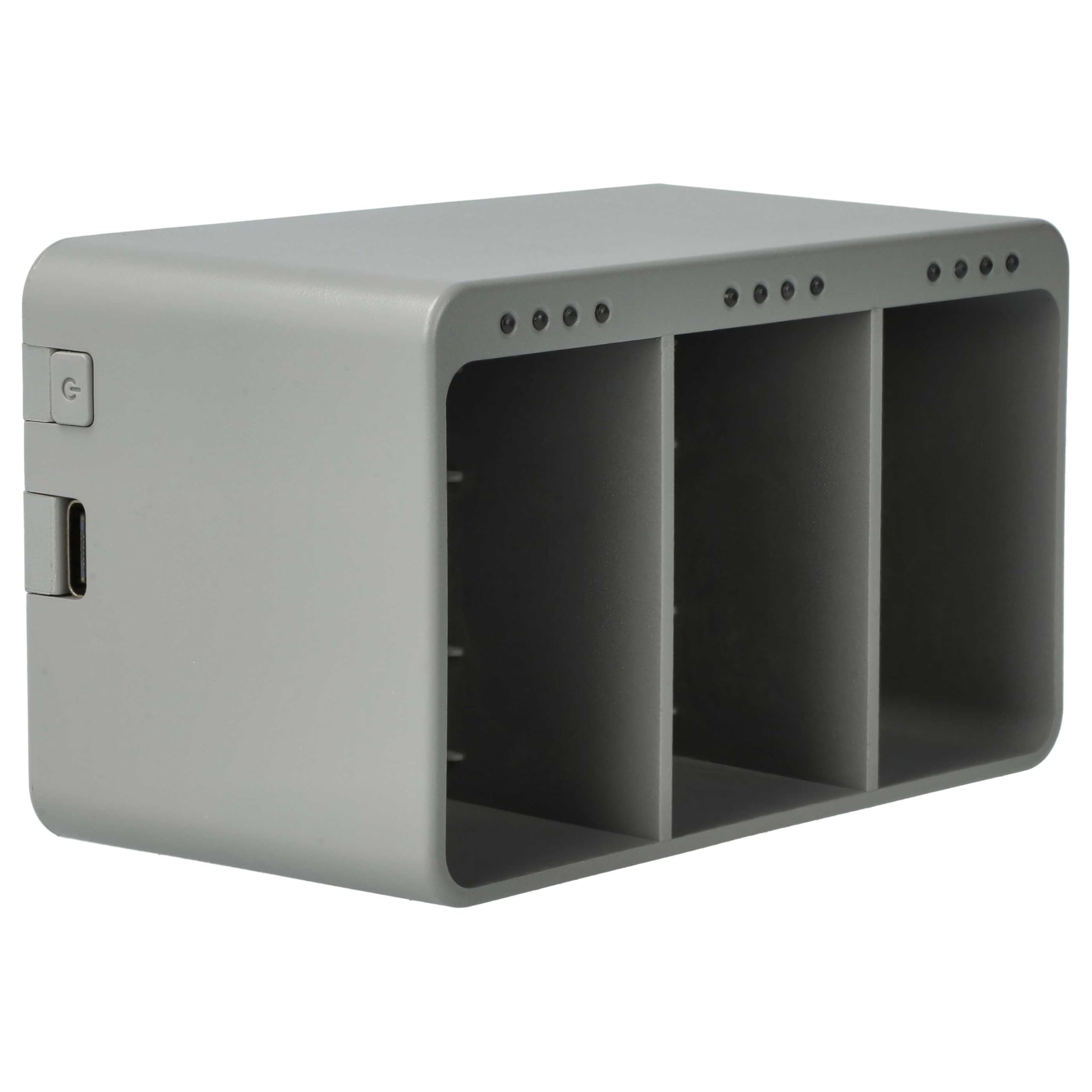 vhbw caricabatterie USB-C da 3 compatibile con DJI BWX162-3850-7.38, BWX162-2453-7.38, 270620, 270619 drone (caricatore multiplo)