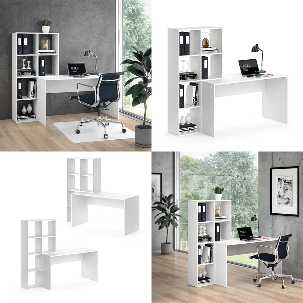 Vicco Scrivania con ripiani Mara, Bianco, 166.8 x 59 cm