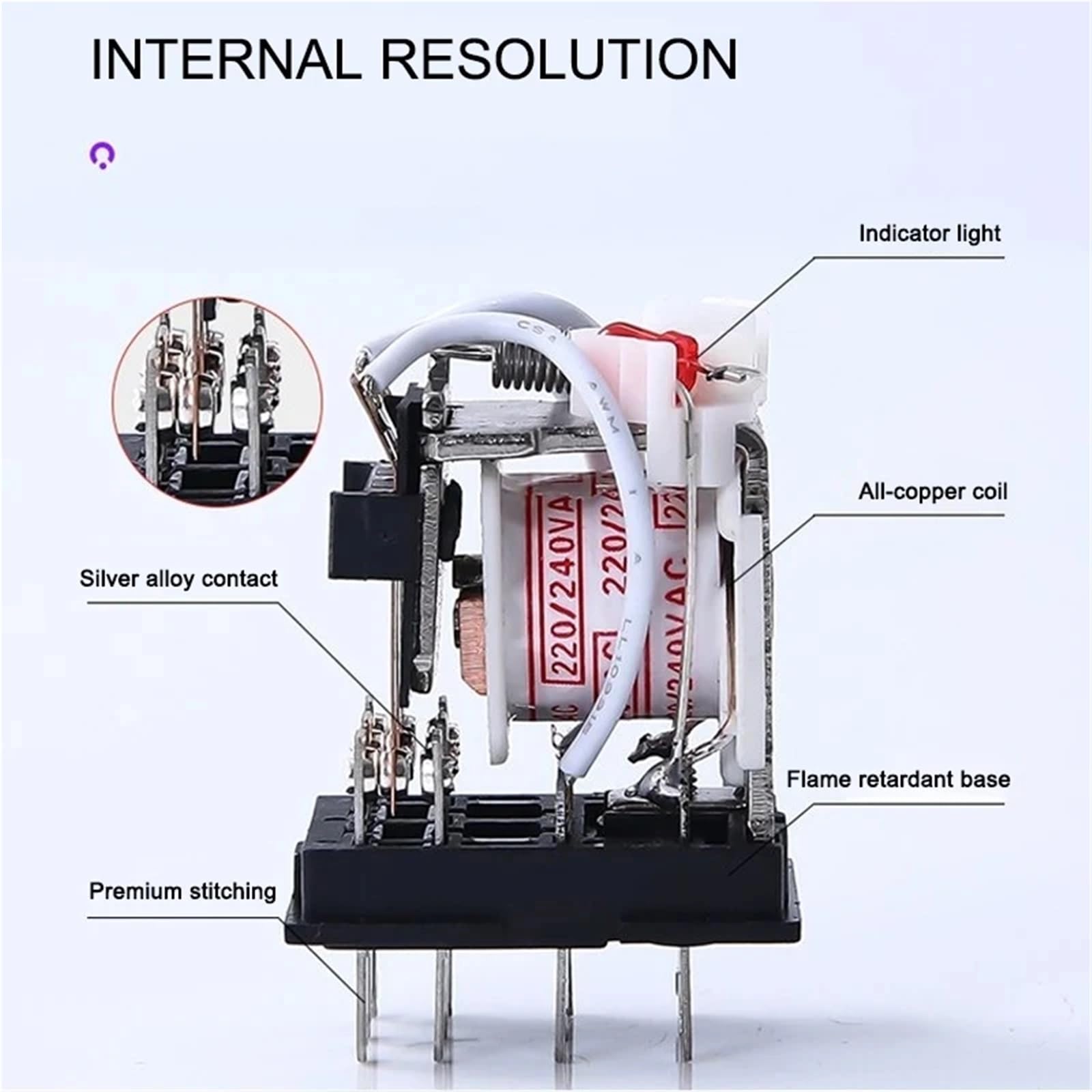 Bobina de relé de alta potencia HH64P, 5 unidades, interruptor de relé microelectromagnético DPDT general con base de zócalo, CA 110 V, 220 V, CC 12 V, 24 V, 36 V(DC (5Pcs),12V With Base)
