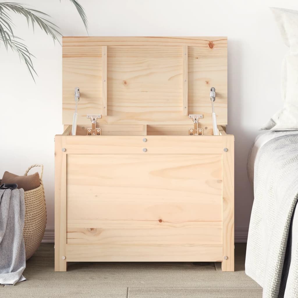 vidaXL Truhe, Aufbewahrungsbox mit viel Stauraum, Aufbewahrungstruhe mit Deckel mit Gasdruckfeder, Werkzeugkasten Holzbox Holztruhe, Massivholz Kiefer
