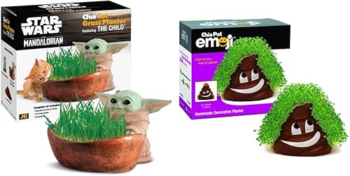 Chia Maceta de hierba para gatos y mascotas con paquete de semillas, maceta decorativa de cerámica, fácil de hacer y divertida de cultivar, regalo