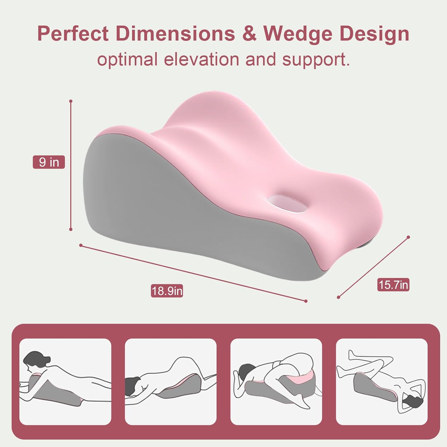 natural latex pillow for adults - ergonomic support for maternity, home & couples, multi-functional for sleeping, lounging, reading, removable washable cover (pink) 1